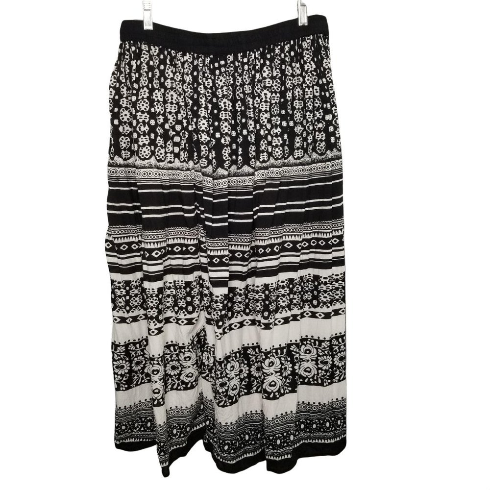 UNITi Size L to XXL Skirt Rayon BoHo Maxi Stretch Drawstring Waist Floral Print - Picture 2 of 5